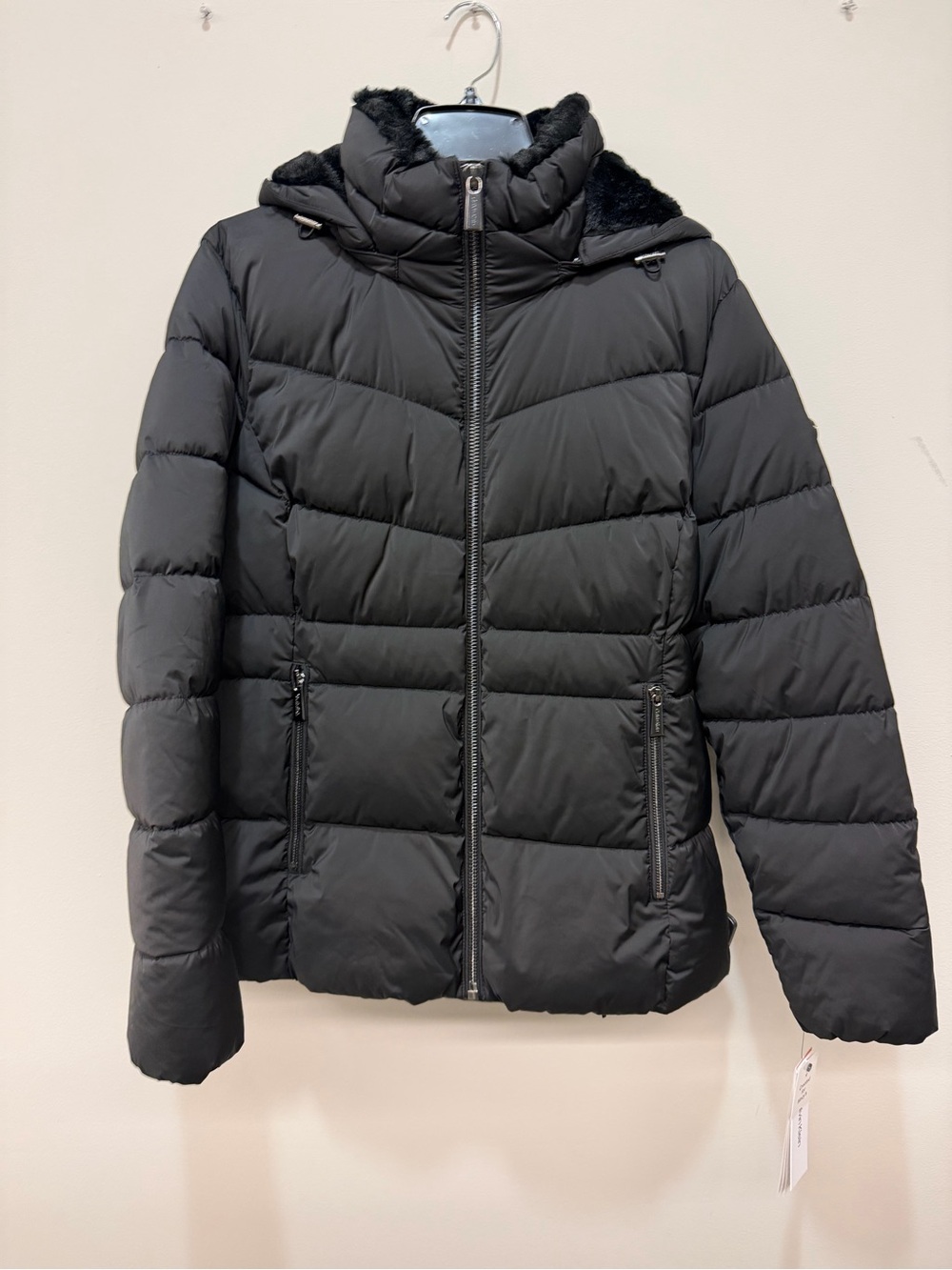Calvin Klein Black Hooded Quilted Puffer Jacket